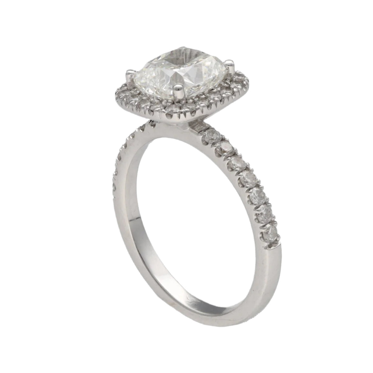 Solitaire Diamant taille Coussin de 1,80 Cts H - SI1 (GIA) en or 14 k. Taille 50. - Castafiore