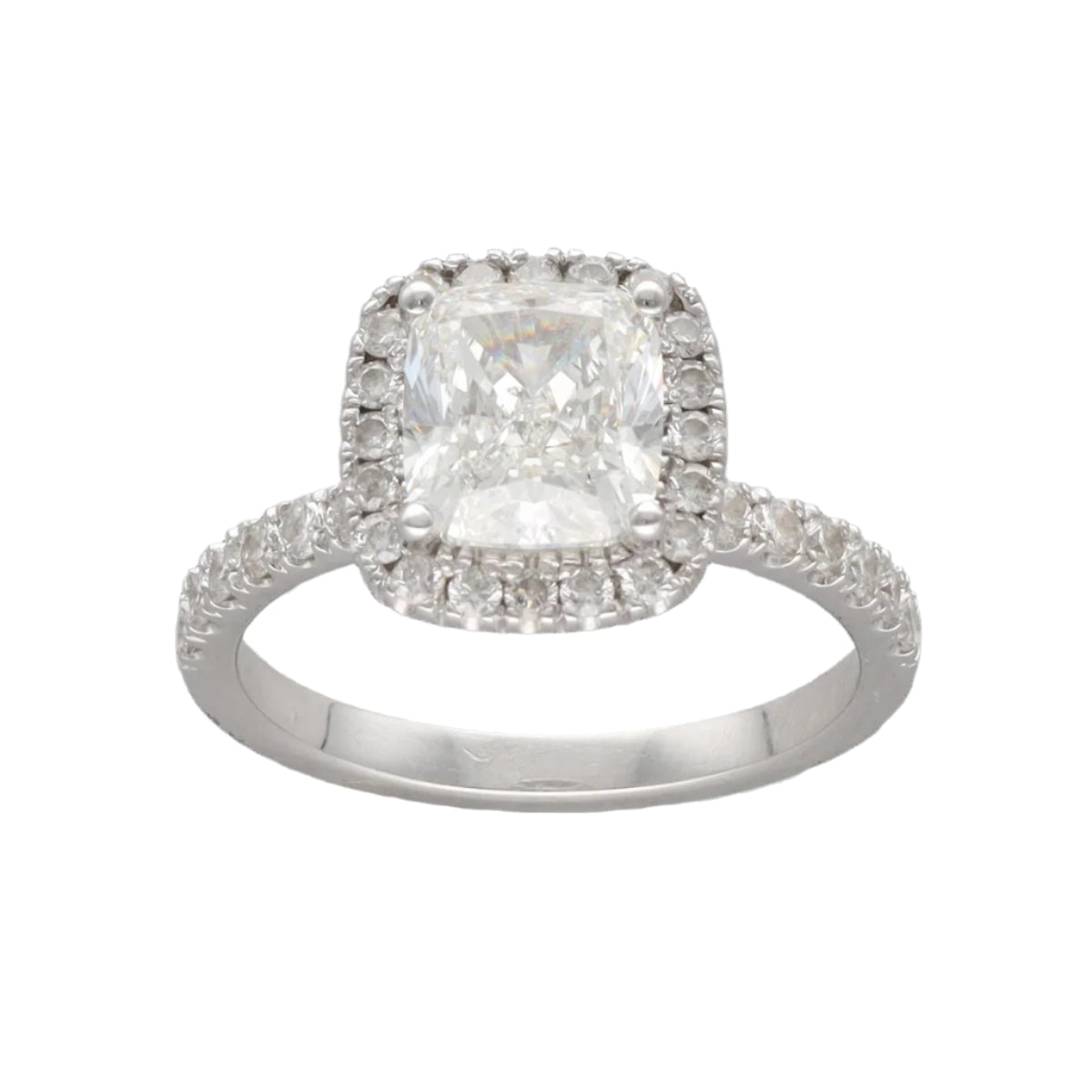 Solitaire Diamant taille Coussin de 1,80 Cts H - SI1 (GIA) en or 14 k. Taille 50. - Castafiore