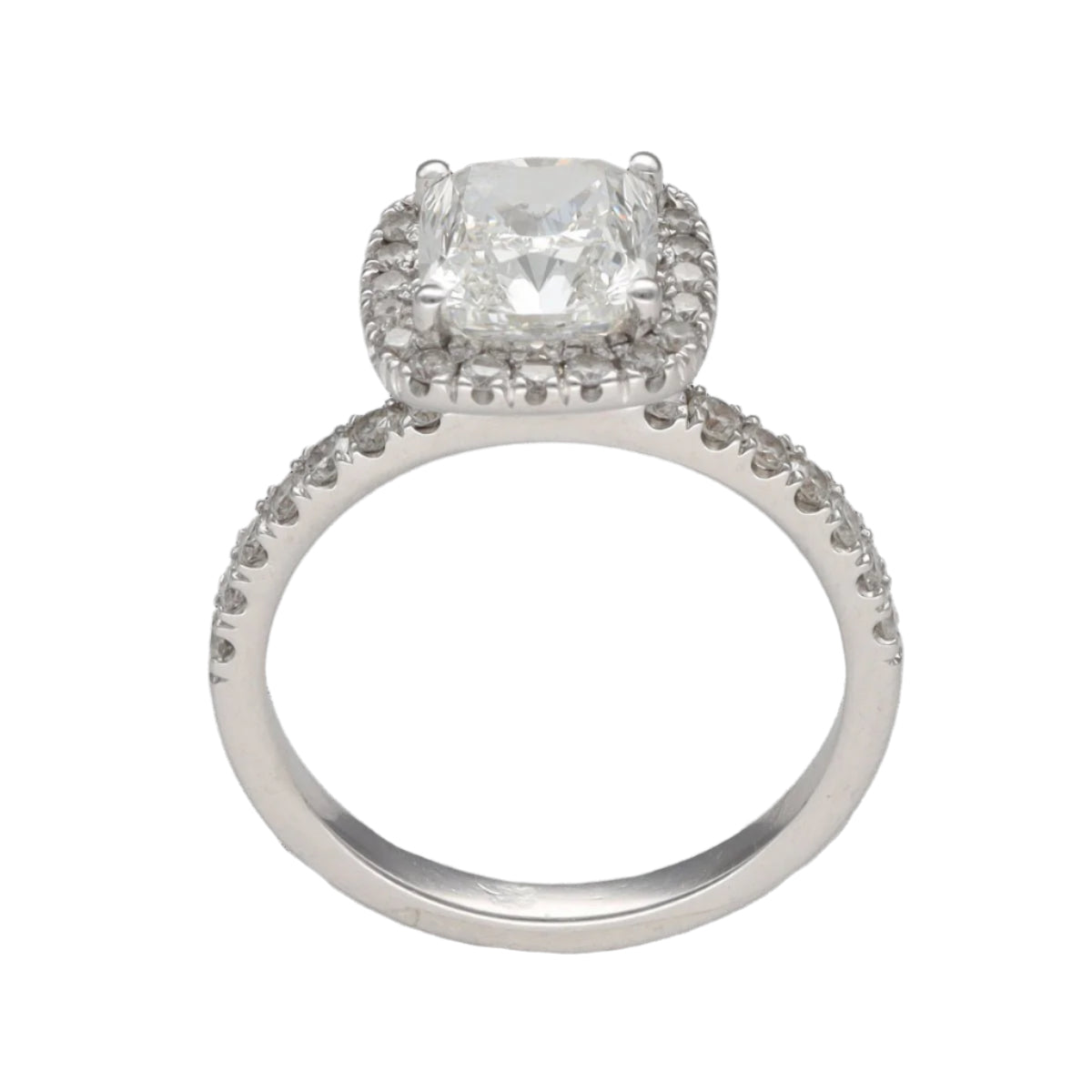 Solitaire Diamant taille Coussin de 1,80 Cts H - SI1 (GIA) en or 14 k. Taille 50. - Castafiore