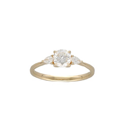 Solitaire Diamants – Or Jaune 18k – Diamant Central 0,62 ct H-VVS1 – Epaulé de  0,15 ct G-VS