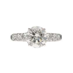 Solitaire en or gris 18K avec diamant brillant de 1,73 ct H - SI2 (HRD) - Castafiore