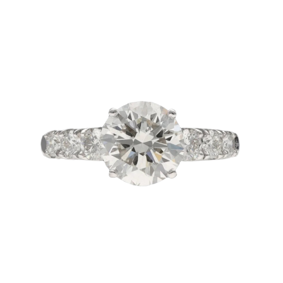 Solitaire en or gris 18K avec diamant brillant de 1,73 ct H - SI2 (HRD) - Castafiore