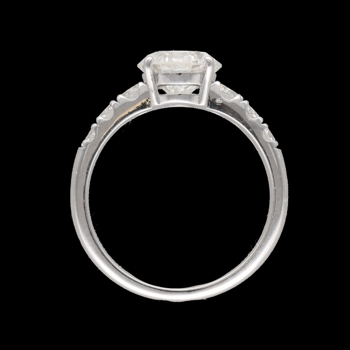 Solitaire en or gris 18K avec diamant brillant de 1,73 ct H - SI2 (HRD) - Castafiore