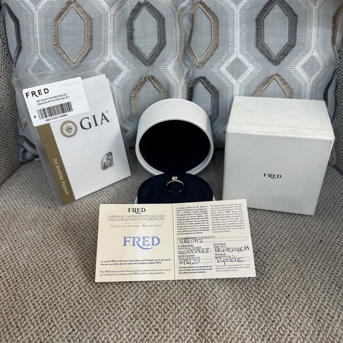 Solitaire Fred "Delphine" en or rose 18K avec diamants brillants – Taille 52 – Full Set 2021 - Castafiore