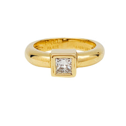 Solitaire Fred Paris diamant princesse, or jaune. - Castafiore