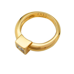 Solitaire Fred Paris diamant princesse, or jaune. - Castafiore