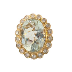 SORTIJA DISEÑO CONTEMPORÁNEO, DISEÑO CLÁSICO de ORO 18 kts con DIAMANTES y AGUAMARINA. PIEZA FRANCESA (BORDEAUX) - Castafiore