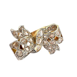 SORTIJA DISEÑO RETRO EPOCA 1940 de ORO y PLATINO con DIAMANTES - Castafiore