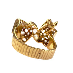 SORTIJA DISEÑO RETRO EPOCA 1940 de ORO y PLATINO con DIAMANTES - Castafiore