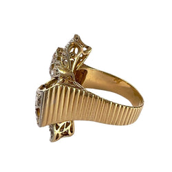 SORTIJA DISEÑO RETRO EPOCA 1940 de ORO y PLATINO con DIAMANTES - Castafiore