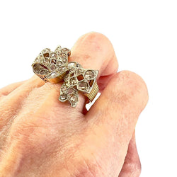 SORTIJA DISEÑO RETRO EPOCA 1940 de ORO y PLATINO con DIAMANTES - Castafiore