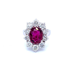 SSEF Certified 3.80 Carat Ruby Diamond Gold Ring - Castafiore