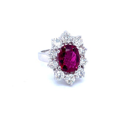 SSEF Certified 3.80 Carat Ruby Diamond Gold Ring - Castafiore