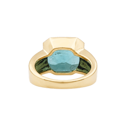 Bague chevalière or jaune et émeraude.