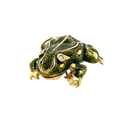 Tiffany & Co. Enamel and Diamond Frog Pendant/Brooch, 18 Karat Gold - Castafiore