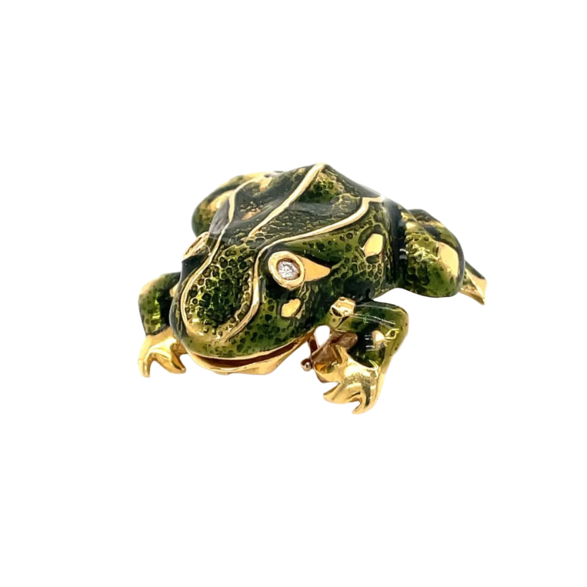 Tiffany & Co. Enamel and Diamond Frog Pendant/Brooch, 18 Karat Gold - Castafiore