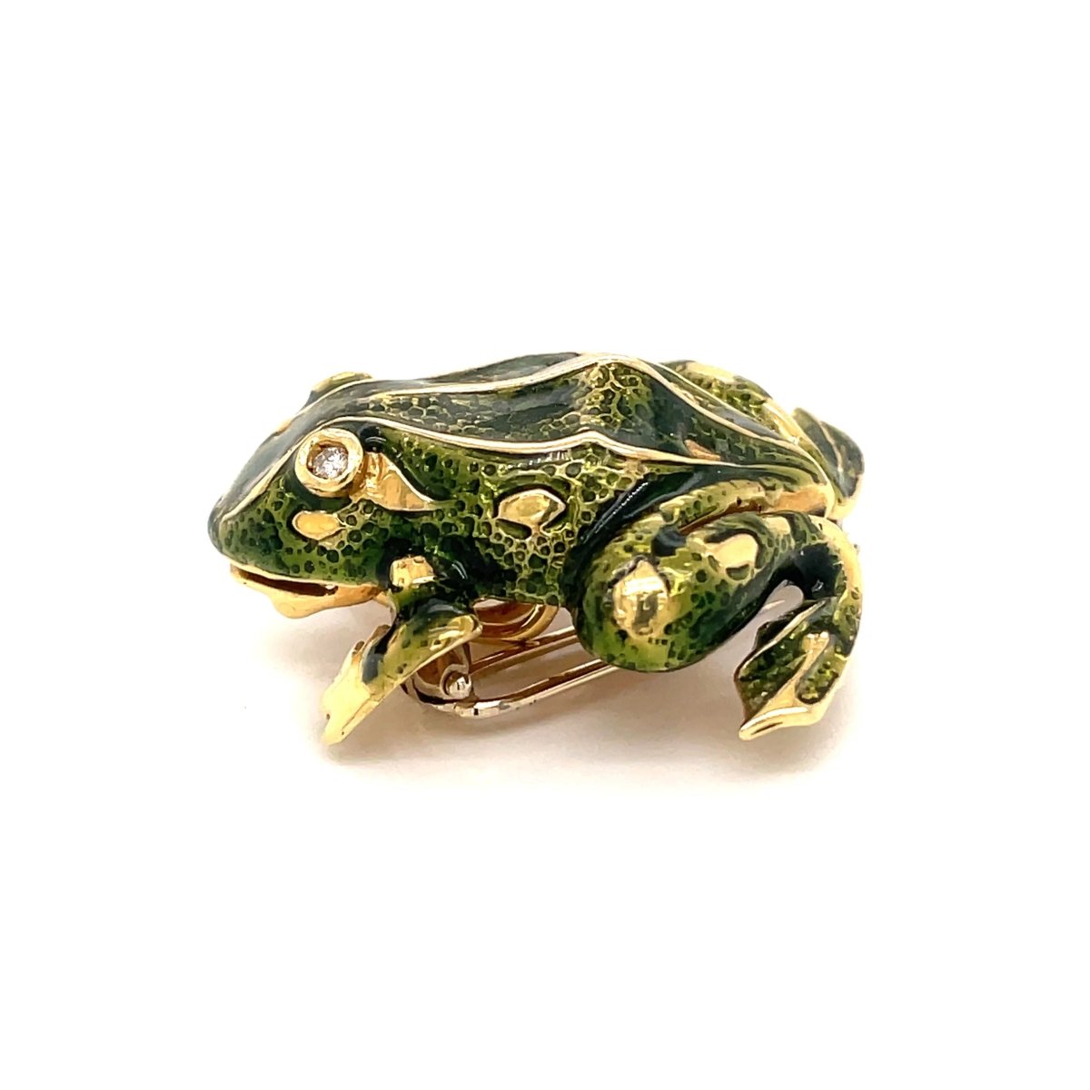 Tiffany & Co. Enamel and Diamond Frog Pendant/Brooch, 18 Karat Gold - Castafiore