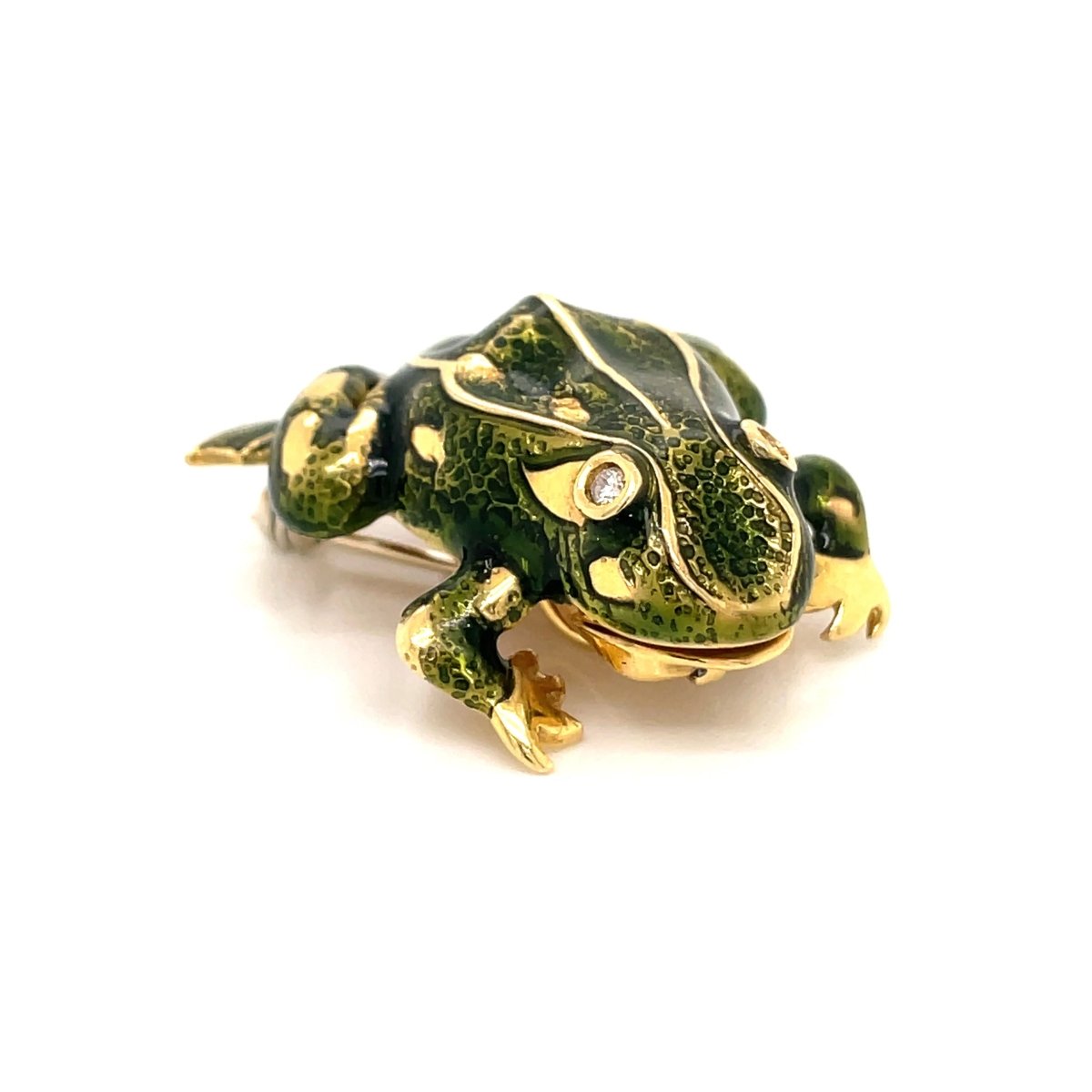 Tiffany & Co. Enamel and Diamond Frog Pendant/Brooch, 18 Karat Gold - Castafiore