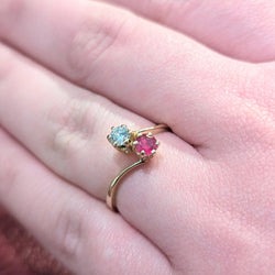 Toi et Moi en or jaune diamant et rubis - Castafiore