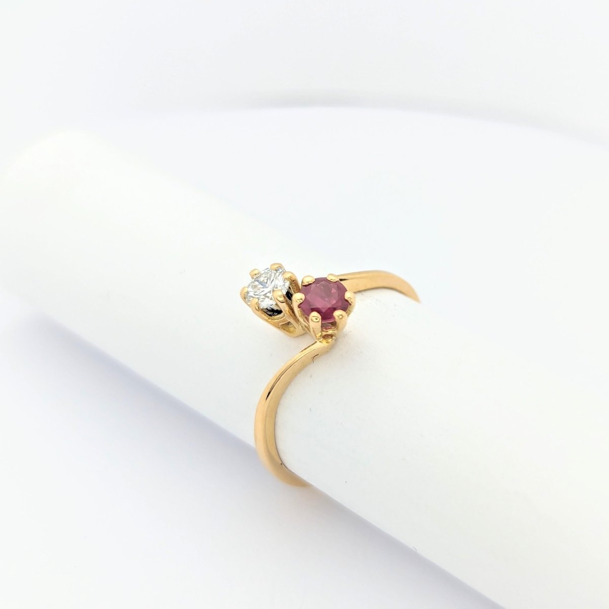 Toi et Moi en or jaune diamant et rubis - Castafiore