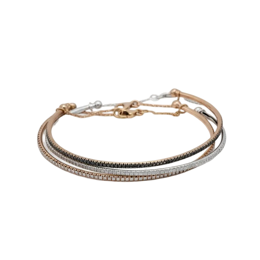 Trilogie de bracelets - Or Rose et Or Blanc - Diamants - Castafiore