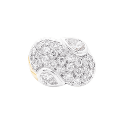 Bague or jaune, platine et diamants poire et brillant.