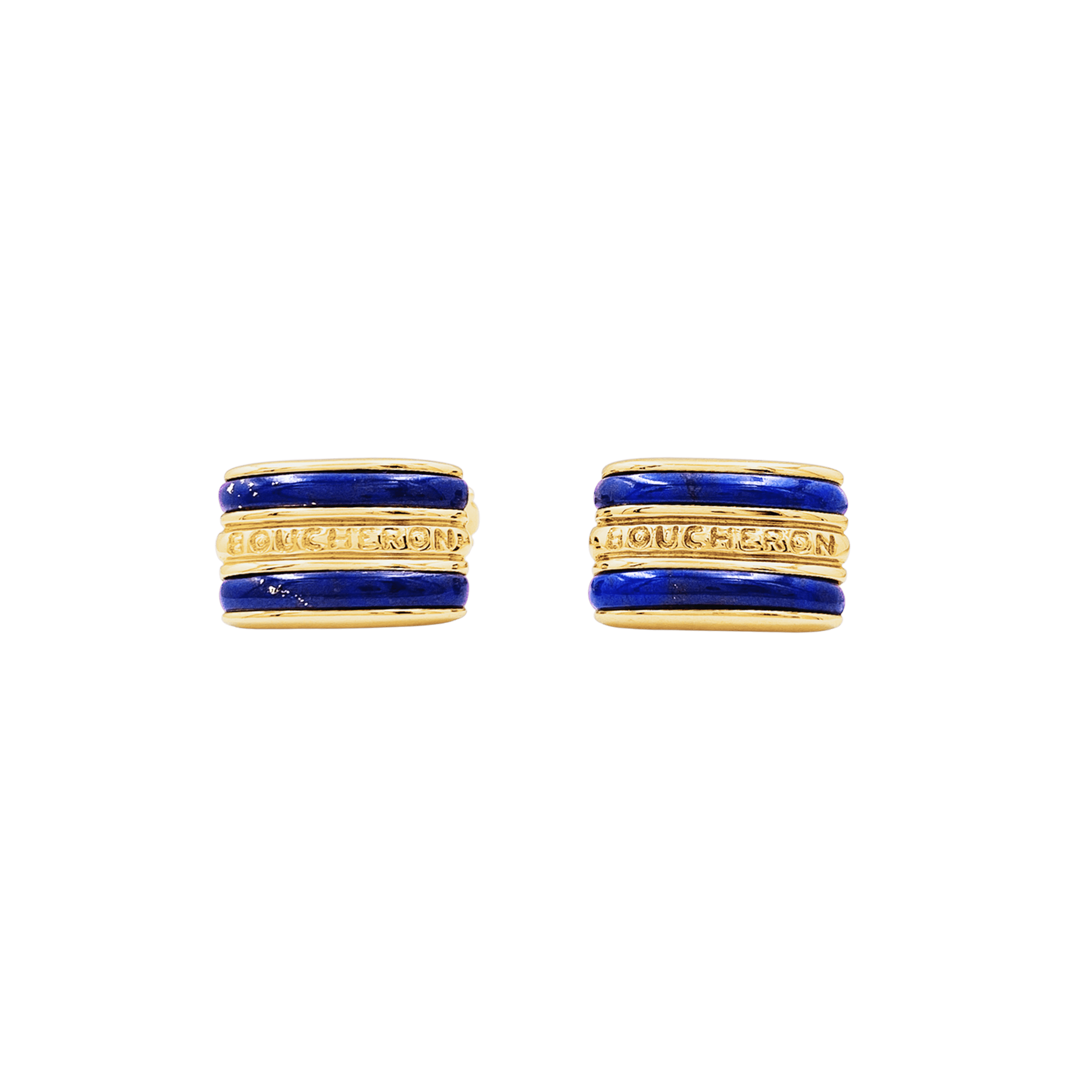 Boutons de manchette Boucheron, or jaune, lapis lazuli.