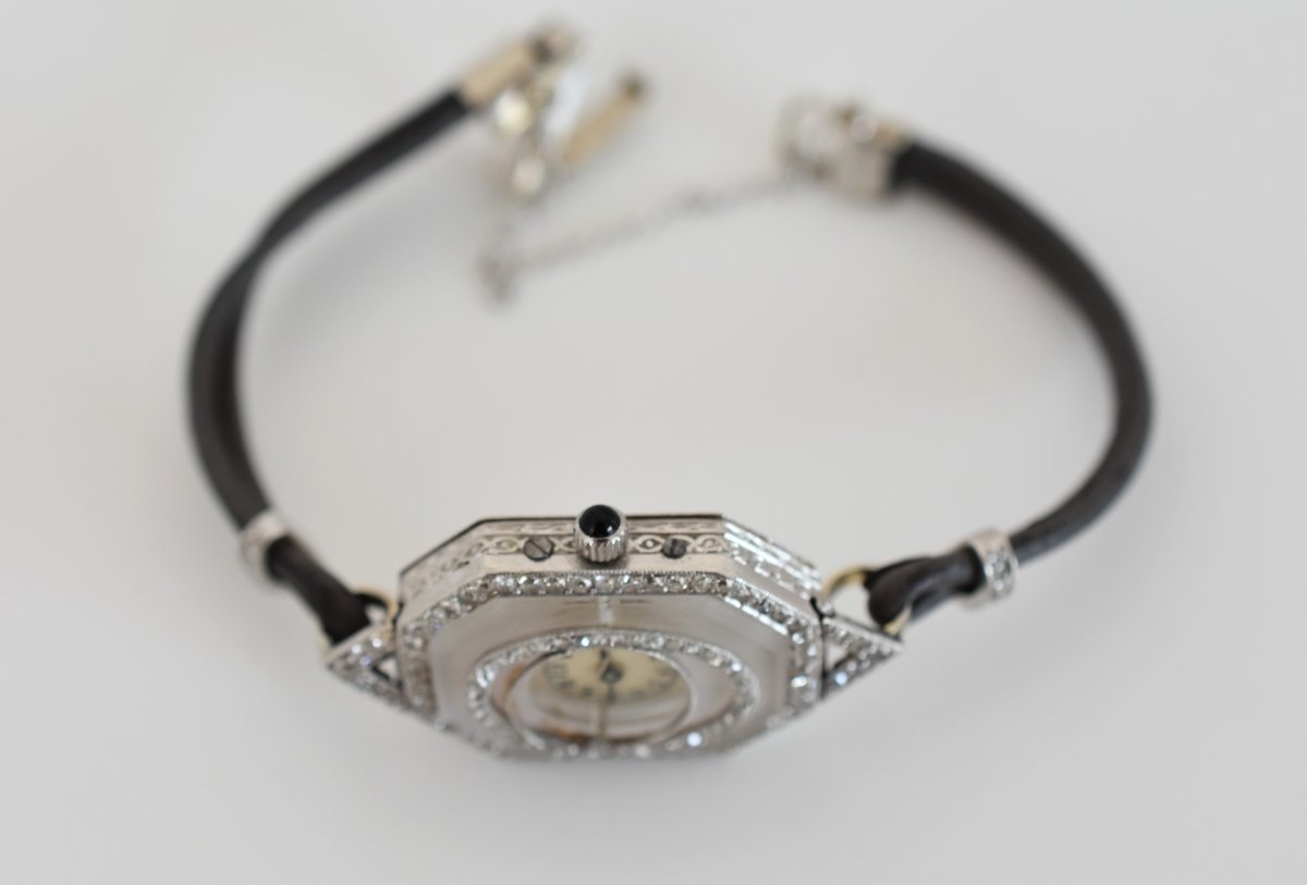 Vacheron Constantin exceptionnelle Période art - déco 1920 - 1925, platine (950), or blanc 18 carats et diamants - Castafiore