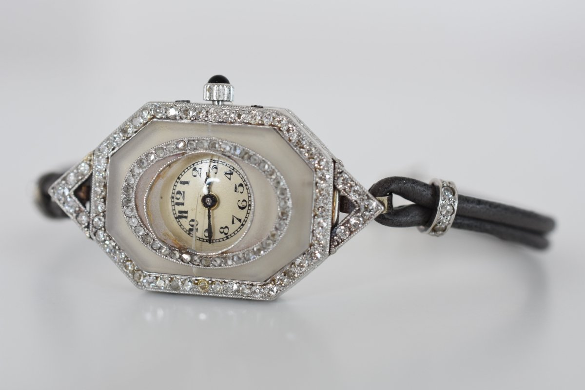 Vacheron Constantin exceptionnelle Période art - déco 1920 - 1925, platine (950), or blanc 18 carats et diamants - Castafiore