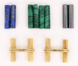 VAN CLEEF & ARPELS Boutons de Manchette Or Jaune Malachite Hématite Lapis Lazuli - Castafiore