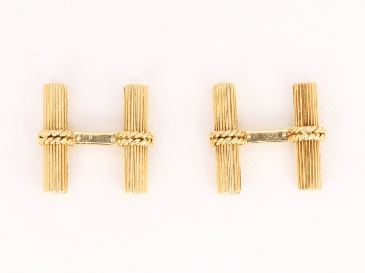 VAN CLEEF & ARPELS Boutons de Manchette Or Jaune Malachite Hématite Lapis Lazuli - Castafiore