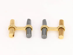 VAN CLEEF & ARPELS Boutons de Manchette Or Jaune Malachite Hématite Lapis Lazuli - Castafiore