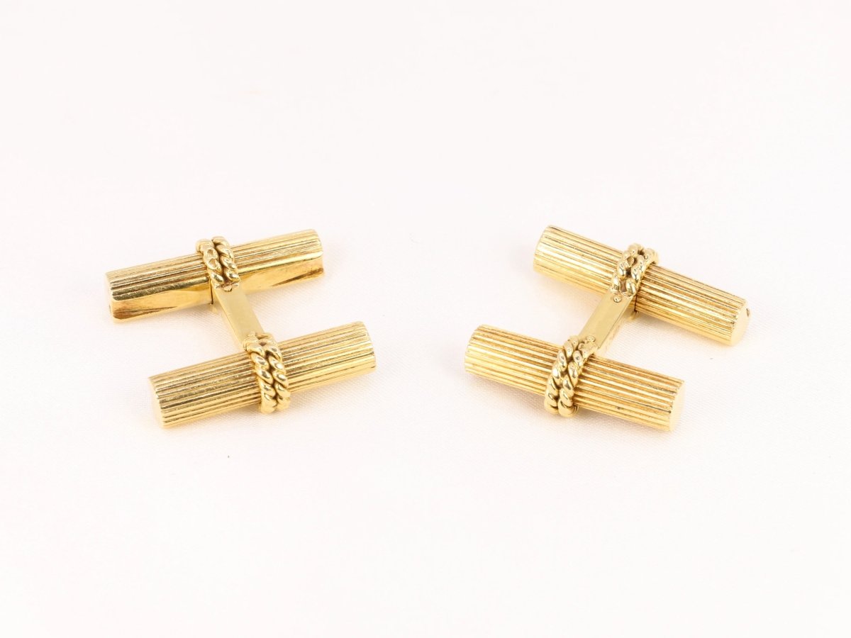 VAN CLEEF & ARPELS Boutons de Manchette Or Jaune Malachite Hématite Lapis Lazuli - Castafiore