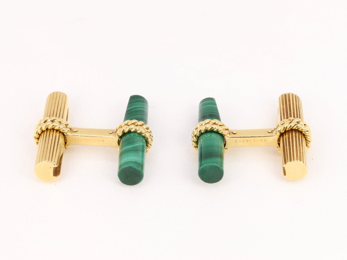 VAN CLEEF & ARPELS Boutons de Manchette Or Jaune Malachite Hématite Lapis Lazuli - Castafiore