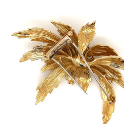 Van Cleef & Arpels Diamond Gold Floral Motif Brooch - Castafiore