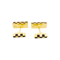 Boutons de manchette Van Cleef & Arpels, « Damier », or jaune et bois.