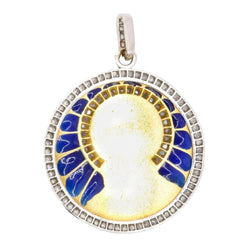 VERNON Médaille Art Nouveau émail plique - à - jour or jaune diamants - Castafiore