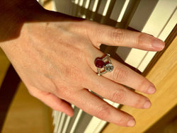 Victorian Certified Natural Unheated Ruby Diamond Vous et Moi Ring - Castafiore