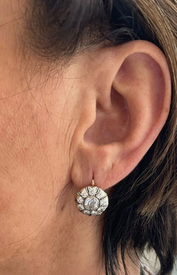 Victorian Diamond Gold and Silver Ring and Earrings Set - Castafiore