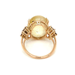 Vintage 32 Carat Natural Sapphire Diamond Cocktail Ring - Castafiore