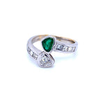 Vintage Hearts Emerald Diamond Vous et Moi Gold Ring - Castafiore