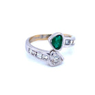 Vintage Hearts Emerald Diamond Vous et Moi Gold Ring - Castafiore