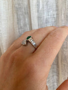 Vintage Hearts Emerald Diamond Vous et Moi Gold Ring - Castafiore