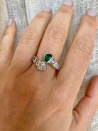 Vintage Hearts Emerald Diamond Vous et Moi Gold Ring - Castafiore