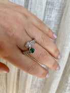 Vintage Hearts Emerald Diamond Vous et Moi Gold Ring - Castafiore