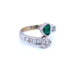 Vintage Hearts Emerald Diamond Vous et Moi Gold Ring - Castafiore