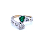 Vintage Hearts Emerald Diamond Vous et Moi Gold Ring - Castafiore