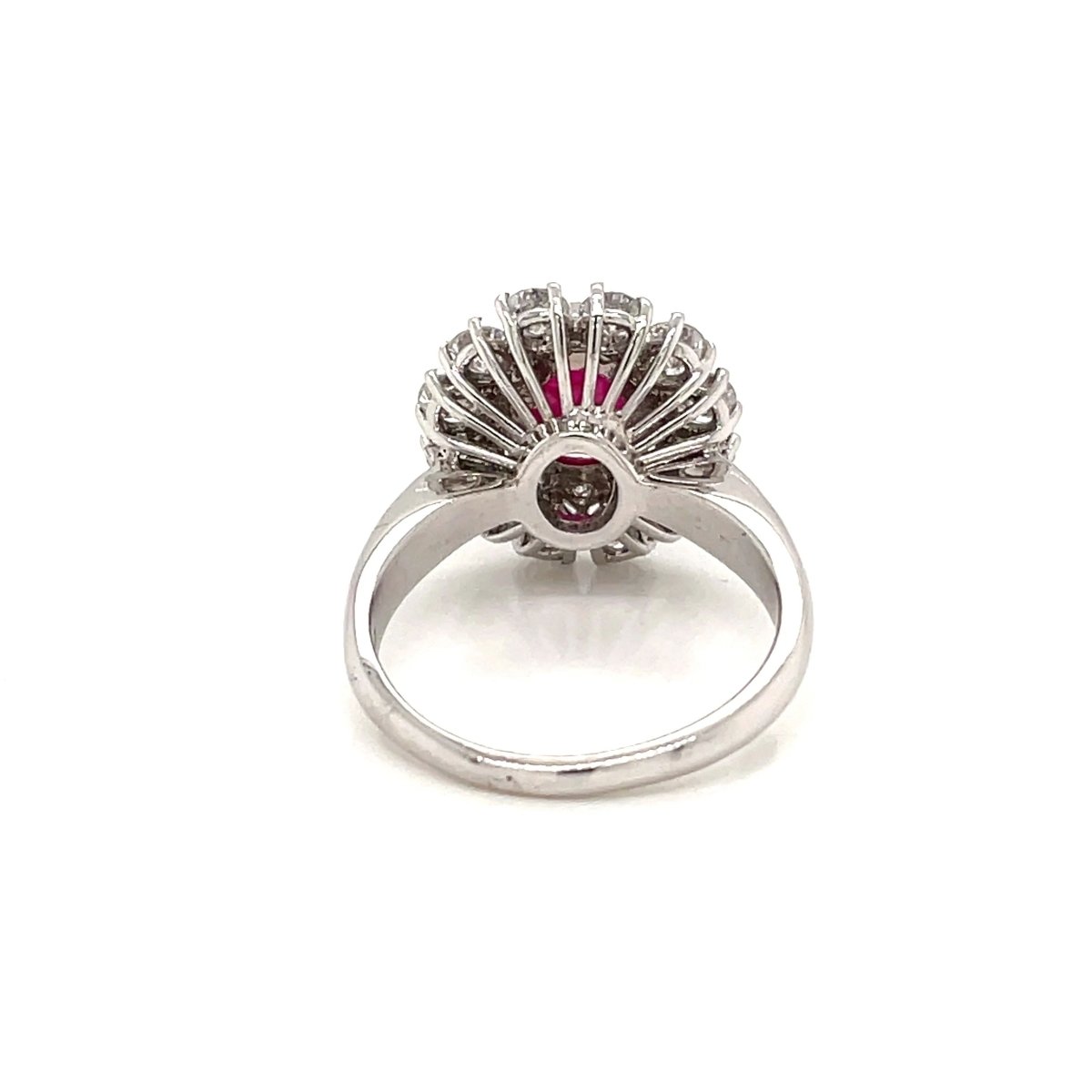 Vintage Ruby Diamond Gold Cluster Ring - Castafiore