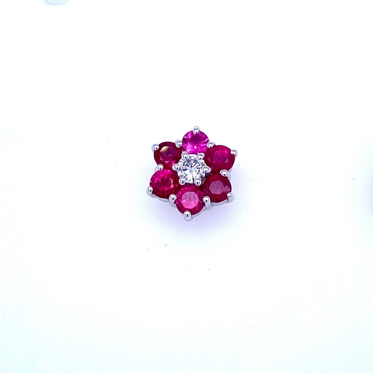 Vintage Ruby Diamond Gold Cluster Stud Earrings - Castafiore