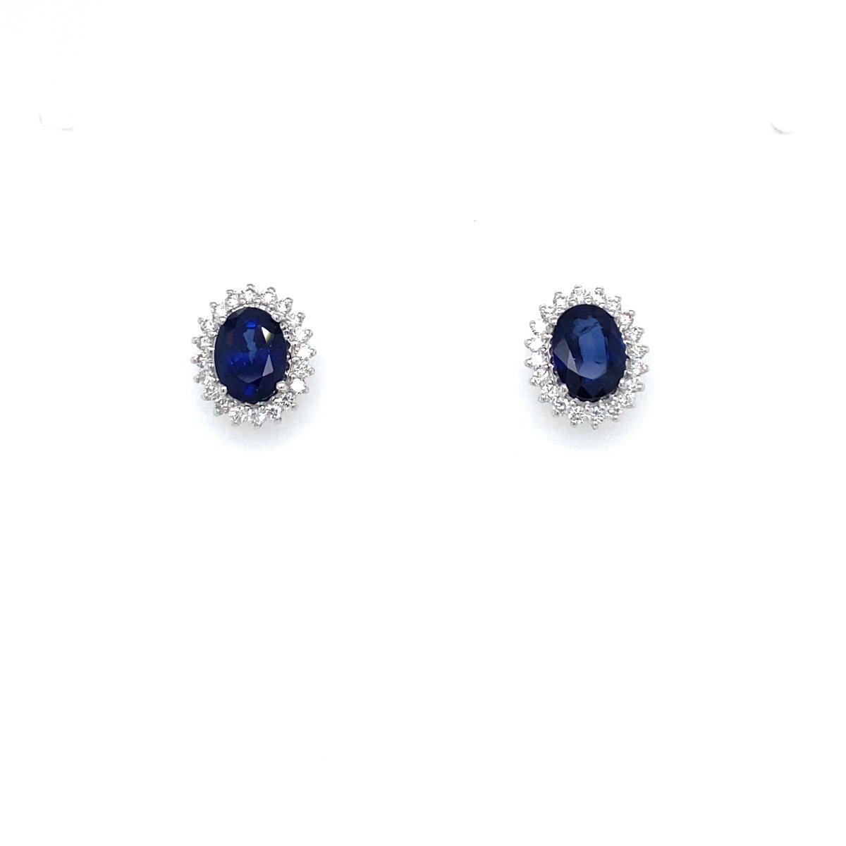 Vintage Sapphire Diamond Gold Cluster Stud Earrings - Castafiore